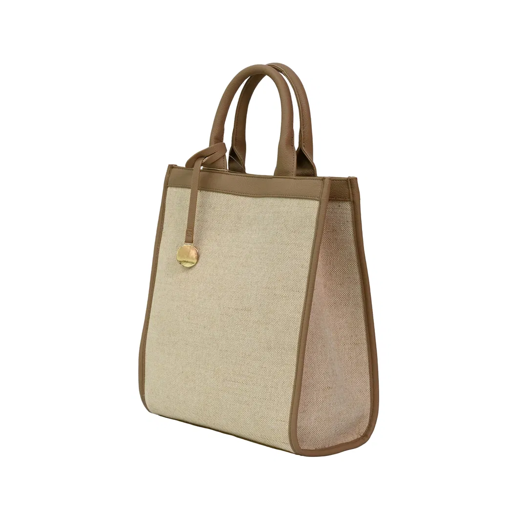 Chic Women′s Tote Bag with Elegant Brown Accents for Shopping