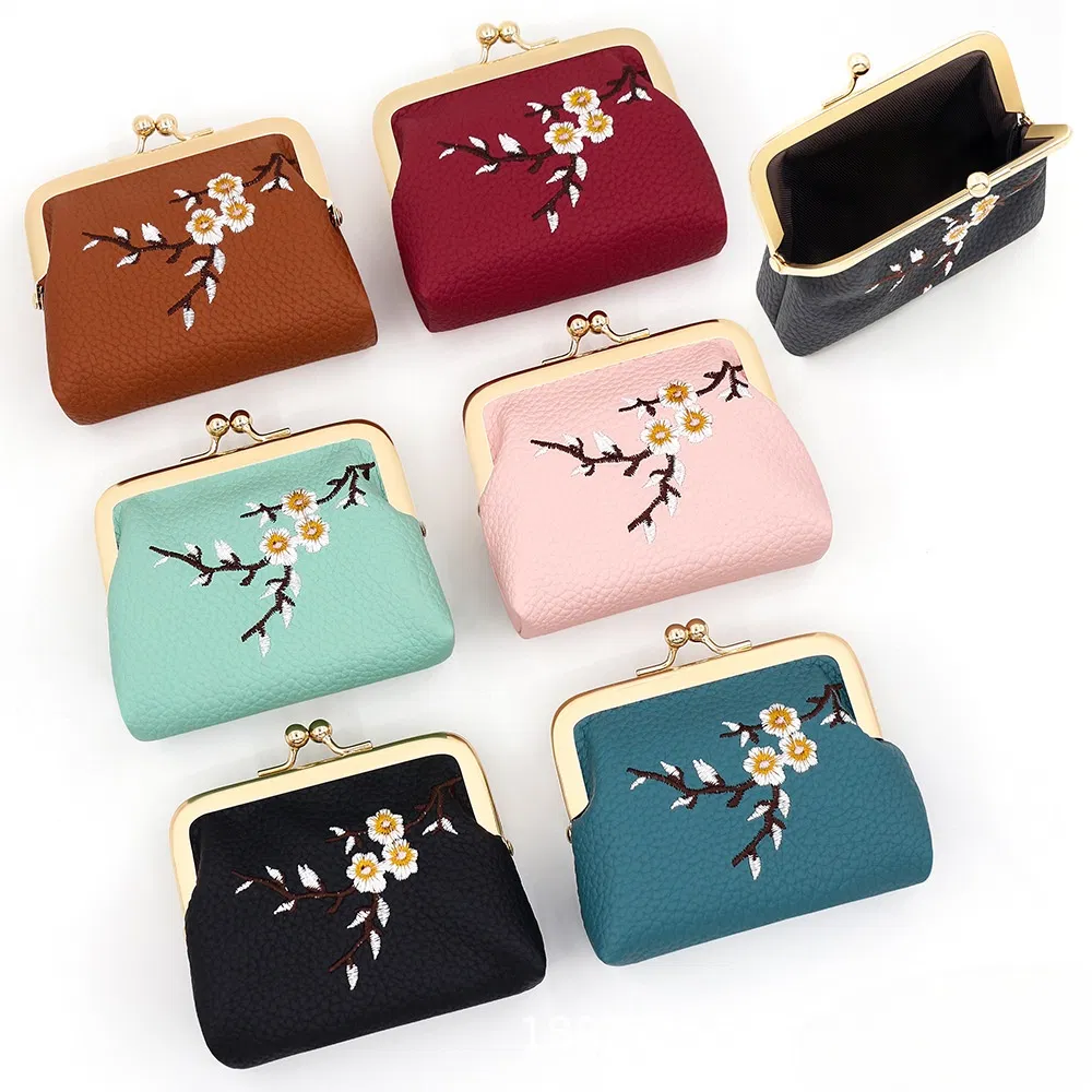 Elegant Retro Floral Design Ladies′ Coin Purse and Wallet in Vibrant Colors