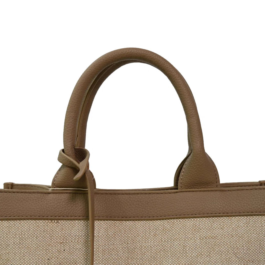 Chic Women′s Tote Bag with Elegant Brown Accents for Shopping