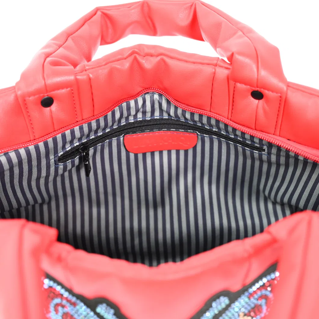 Elegant Red Tote Bag with Butterfly Sequins for a Glamorous Statement
