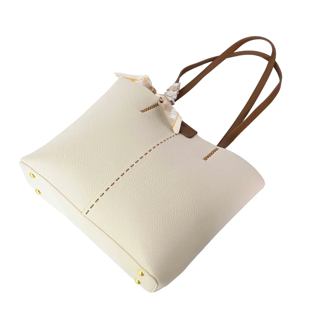 a Stylish and Minimalist Designer Leather Underarm Handbag with a Silk Scarf Braided Flower Design