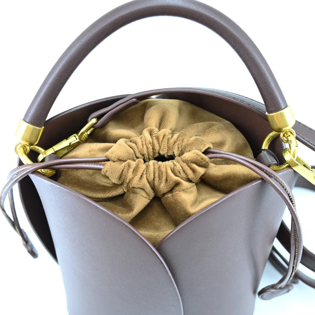 Timeless Chic Brown Bucket Bag for The Modern, Trendy Woman