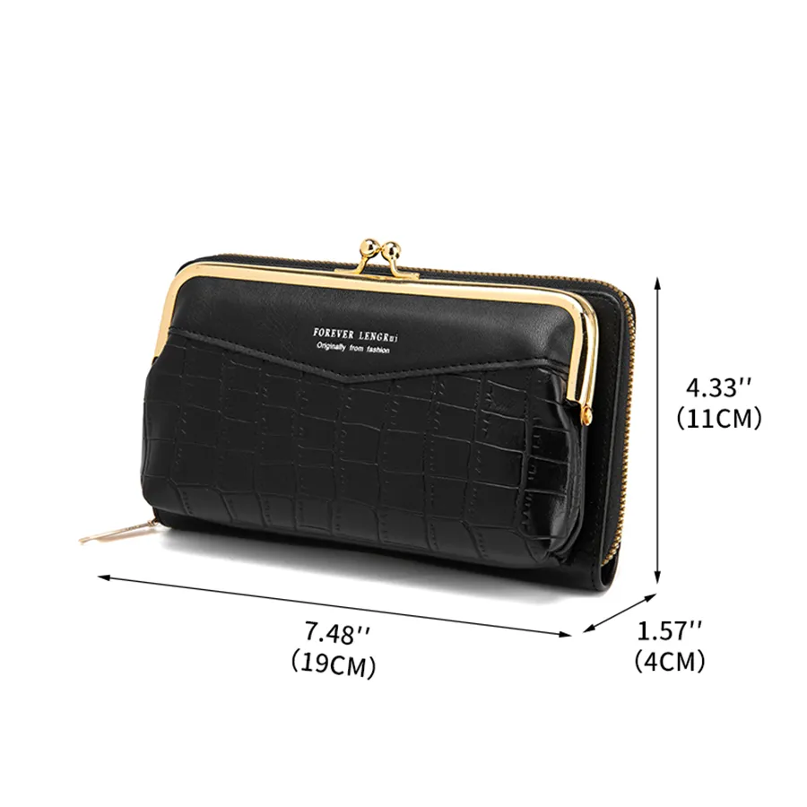 Elegant and Fashionable Checkered Design Zip Wallet for Women