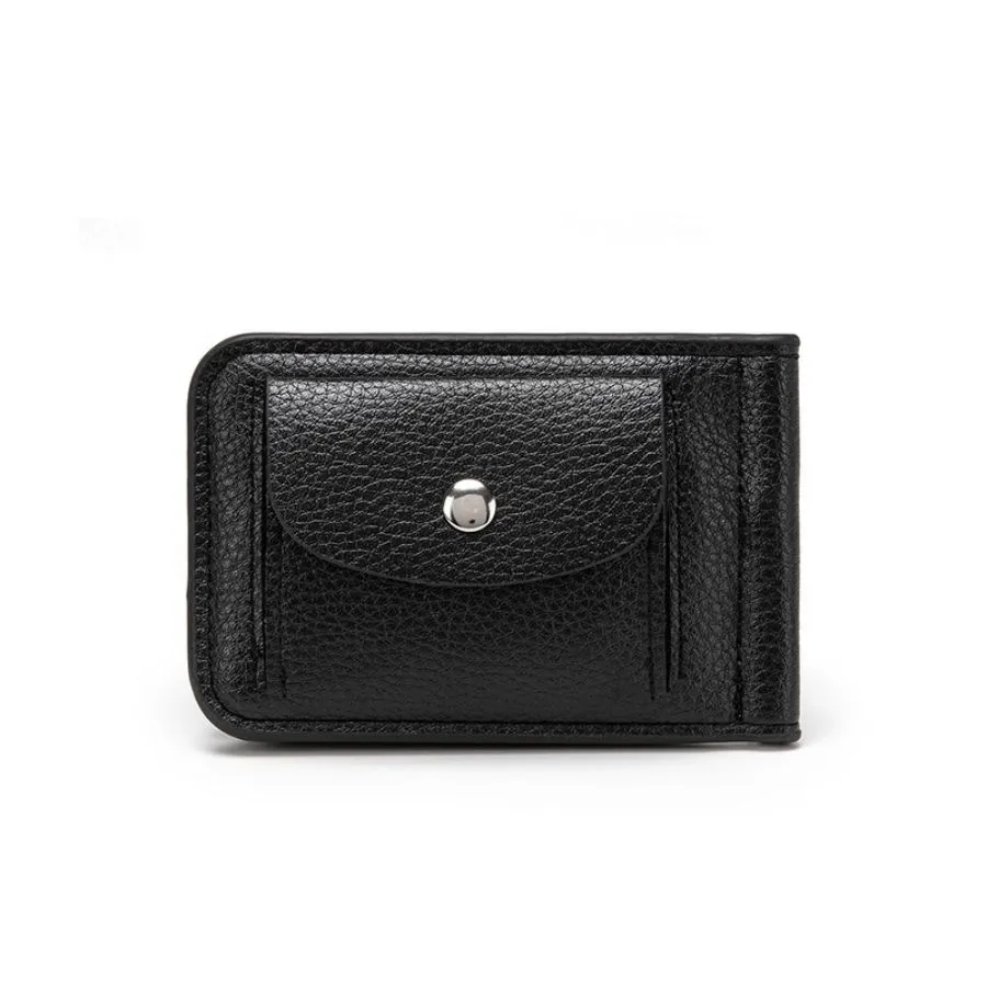 Simple Button Design Black Men&prime;s Wallet and Card Holder