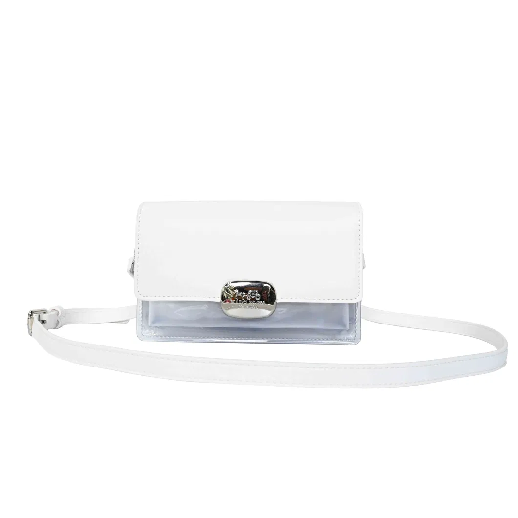 Chic White Shoulder Crossbody Bag for Patent Leather Clear Panel Style