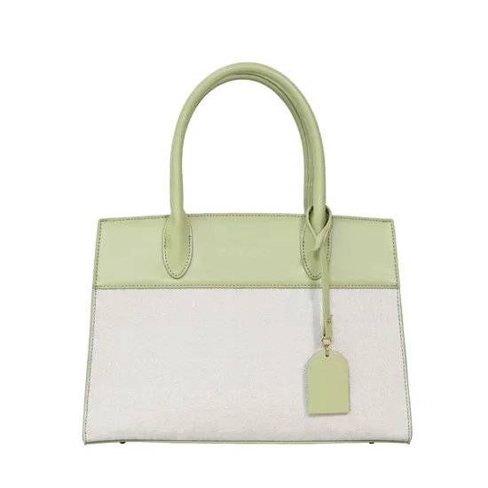 Contemporary Minimalism: off-White & Green Handbag for Modern Living