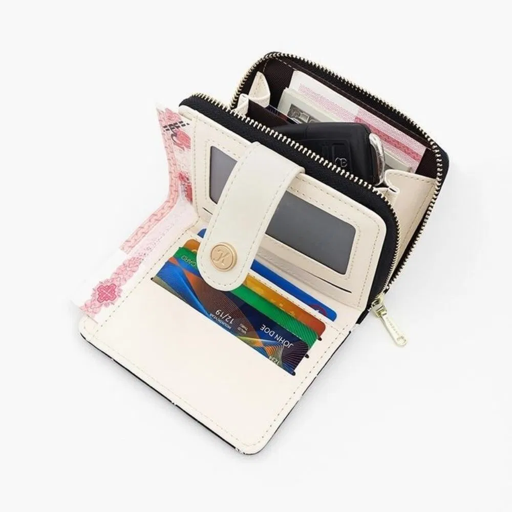 Refreshing Small Floral Design Ladies&prime; Wallet in Morandi Color Tones