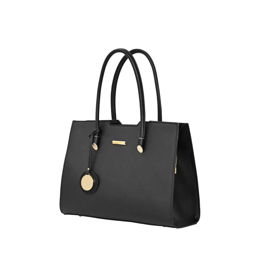 Stylish Black PU Leather Tote Bag for Daily Use