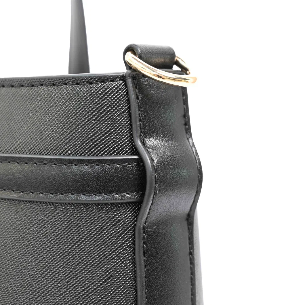 Elegant Black PU Leather Tote Bag with Masterclass in Minimalist Sophistication