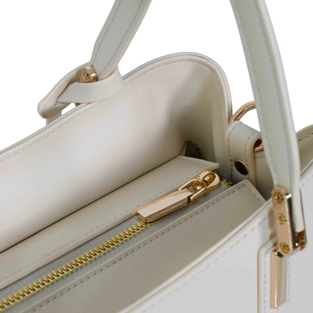 Elegant Women&prime;s Handbag with Chic Beige and Brown Accents