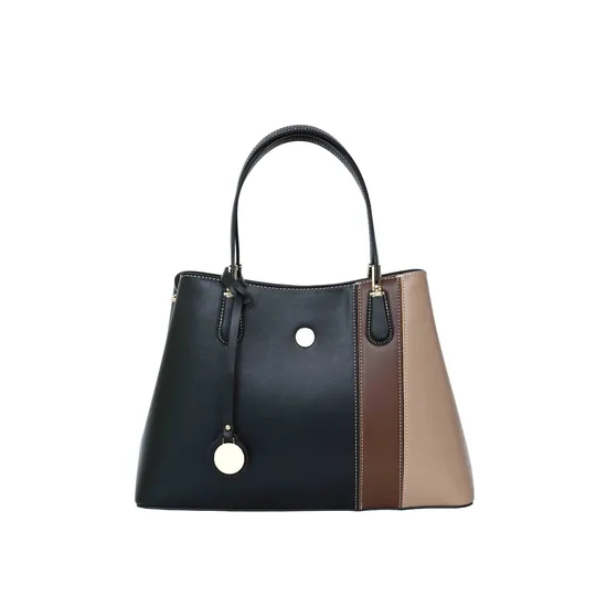 Trendy Brown and Black Patchwork Tote Bag for Fashionable Women