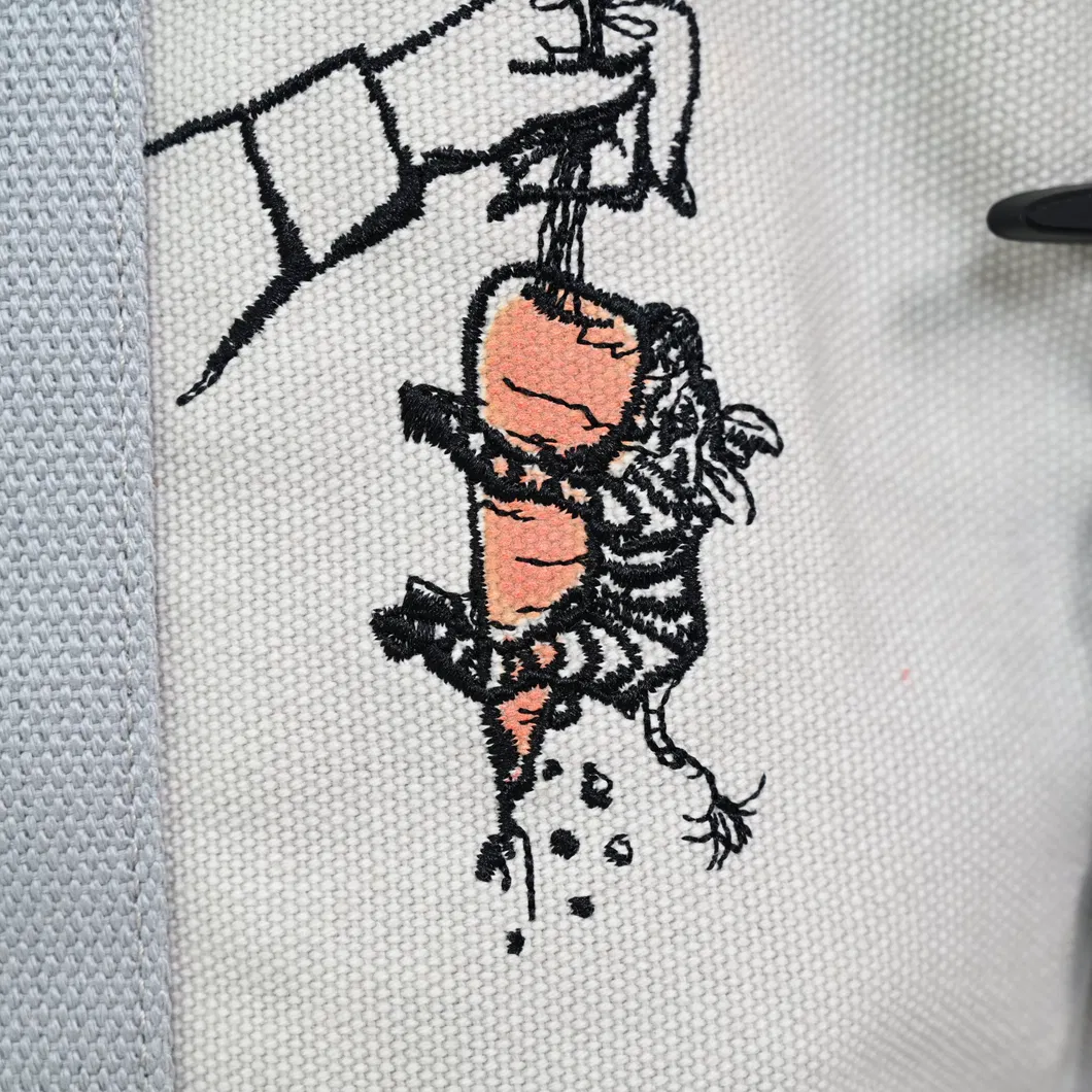 Chic Cartoon Tote Bag off-White Canvas for Fun and Functionality