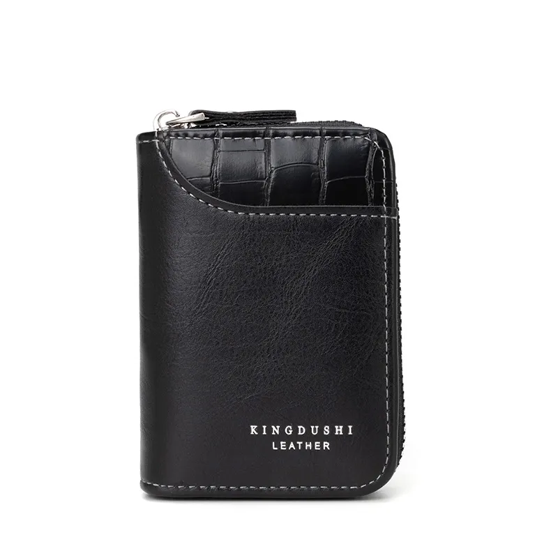 High-Quality PU Leather Men&prime;s Card Holder and Wallet with Zipper Design