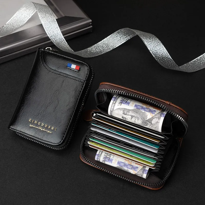 Stylish PU Leather Black and Brown Men&prime;s Wallet and Card Holder