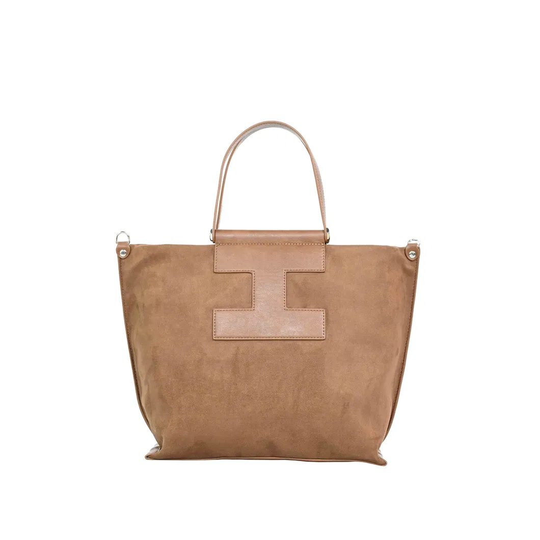 Fashionable Versatile Minimalist Brown Leather Tote Bag Shoulder Bag with Texture Style Backpack