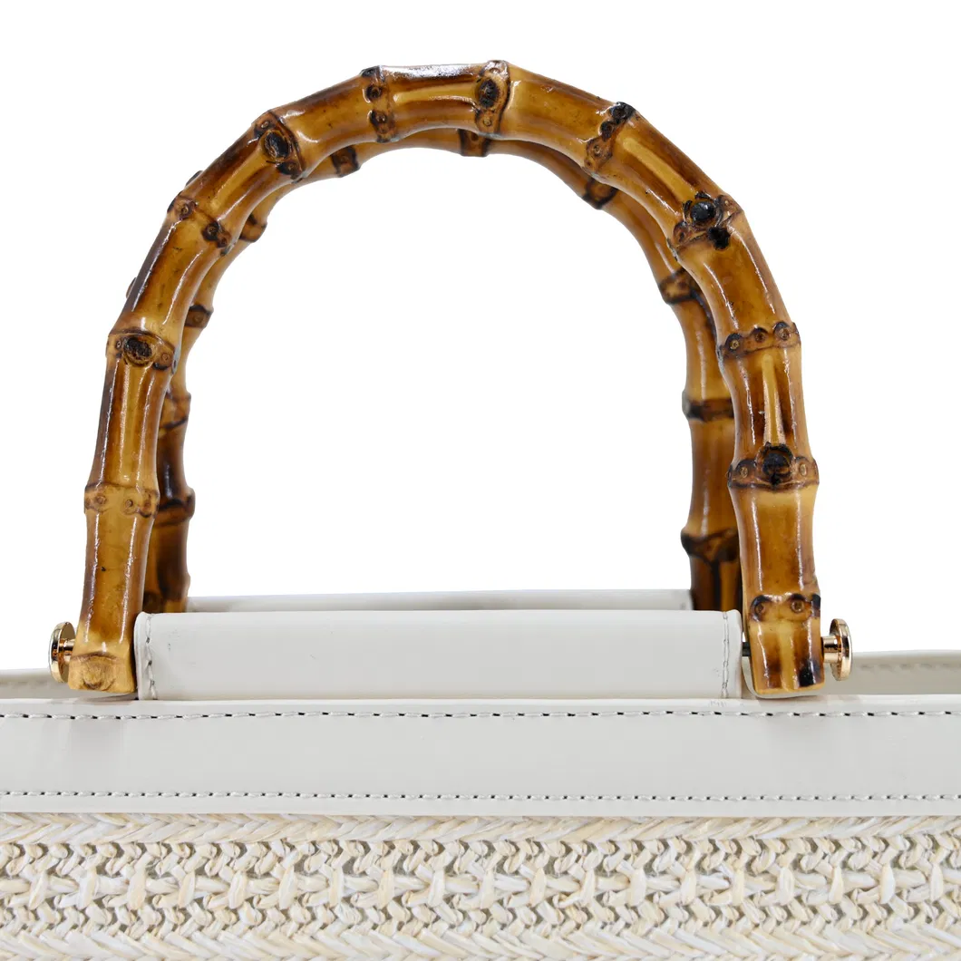 Stylish Women&prime;s Shopping Tote with Custom Bamboo Handle Design
