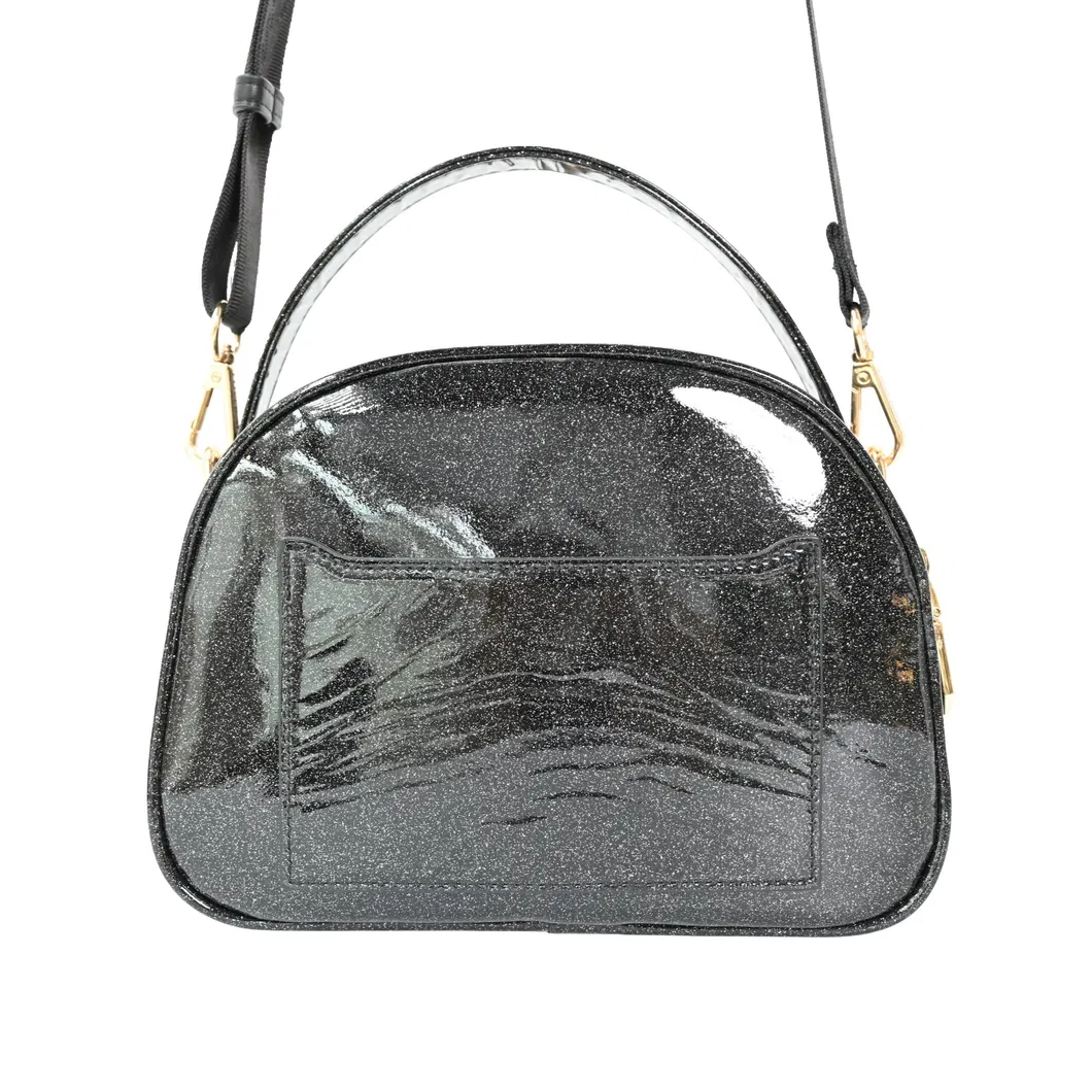 Chic Black Single-Shoulder Handbag with Sparkling Gemstone Accents