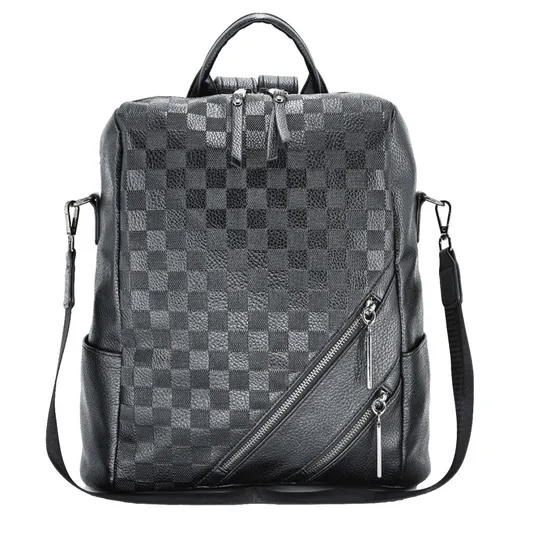 Stylish Black PU Women′s Backpack for Daily Adventures