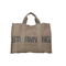 Chic Brown Canvas Tote Bag Featuring Unique Lettering Design