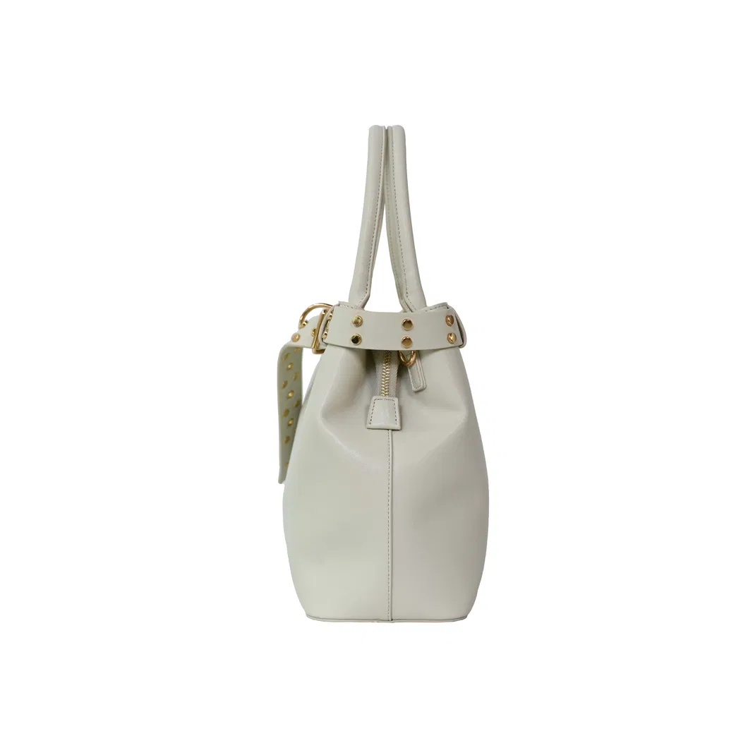 Chic White PU Tote Handbag for Women - Stylish Everyday Essential