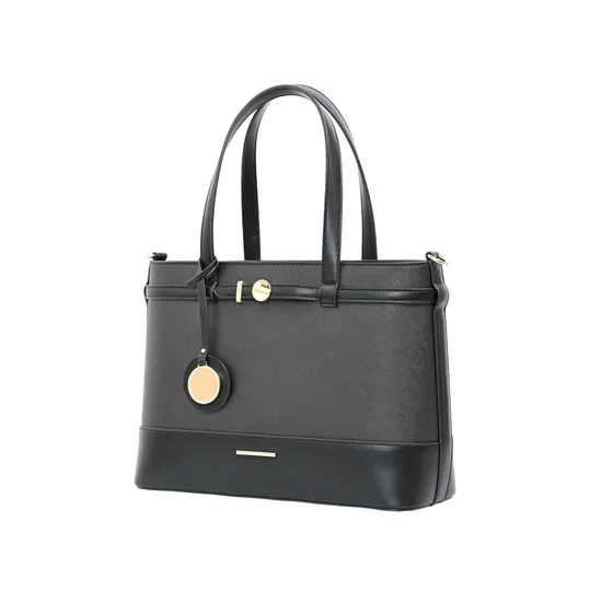 Elegant Black PU Leather Tote Bag: a Study in Minimalist Sophistication