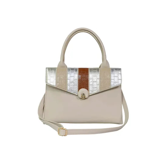 Chic off-White Handbag for Women with Stylish Silver Details