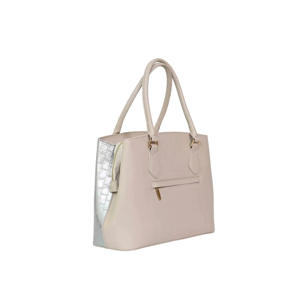 Trendy and Minimalist Women&prime;s Handbag with off-White Splicing