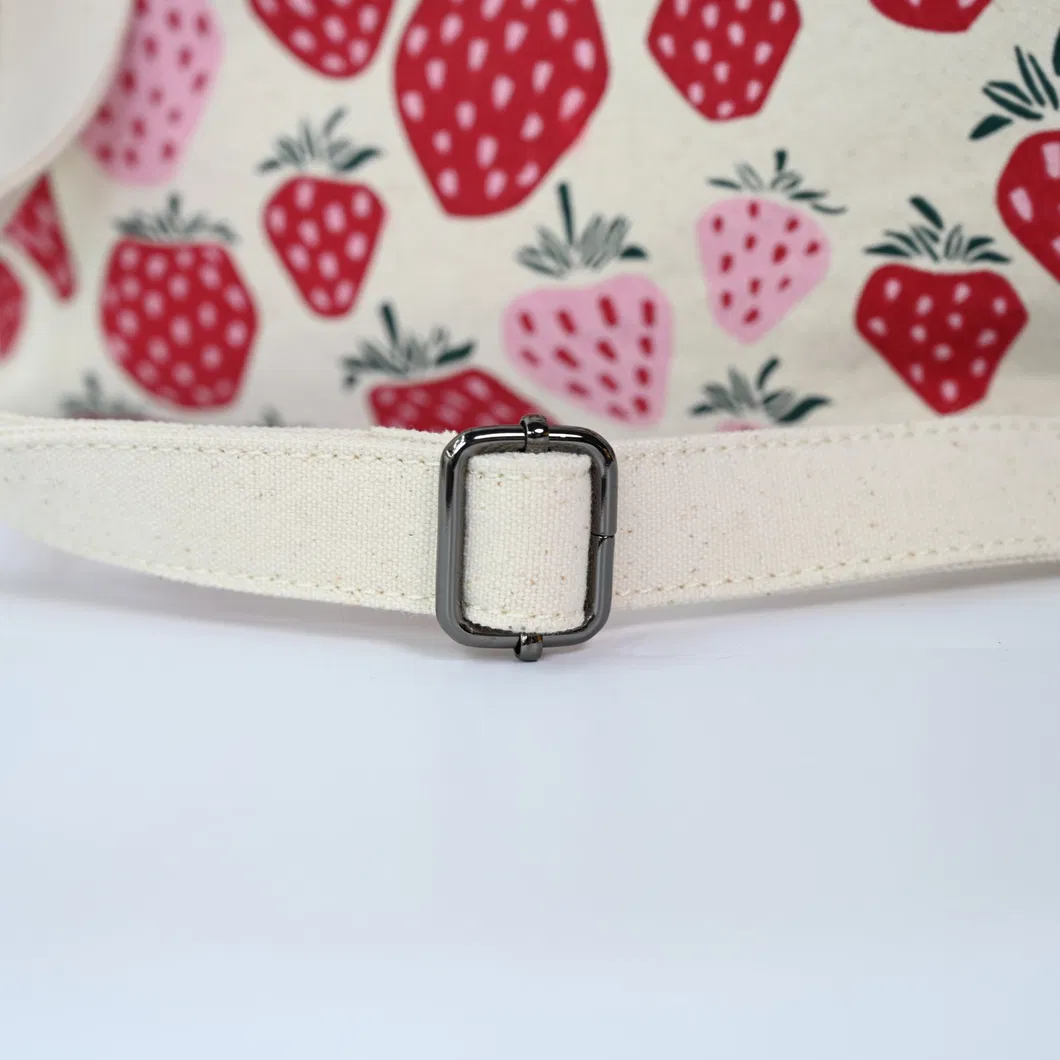 Chic Strawberry Print Canvas Tote Bag for Trendy Women