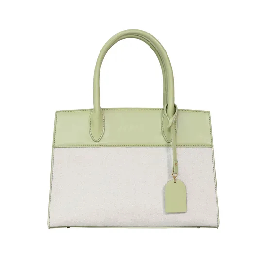 Chic off-White and Green Minimalist Tote Bag for Stylish Women