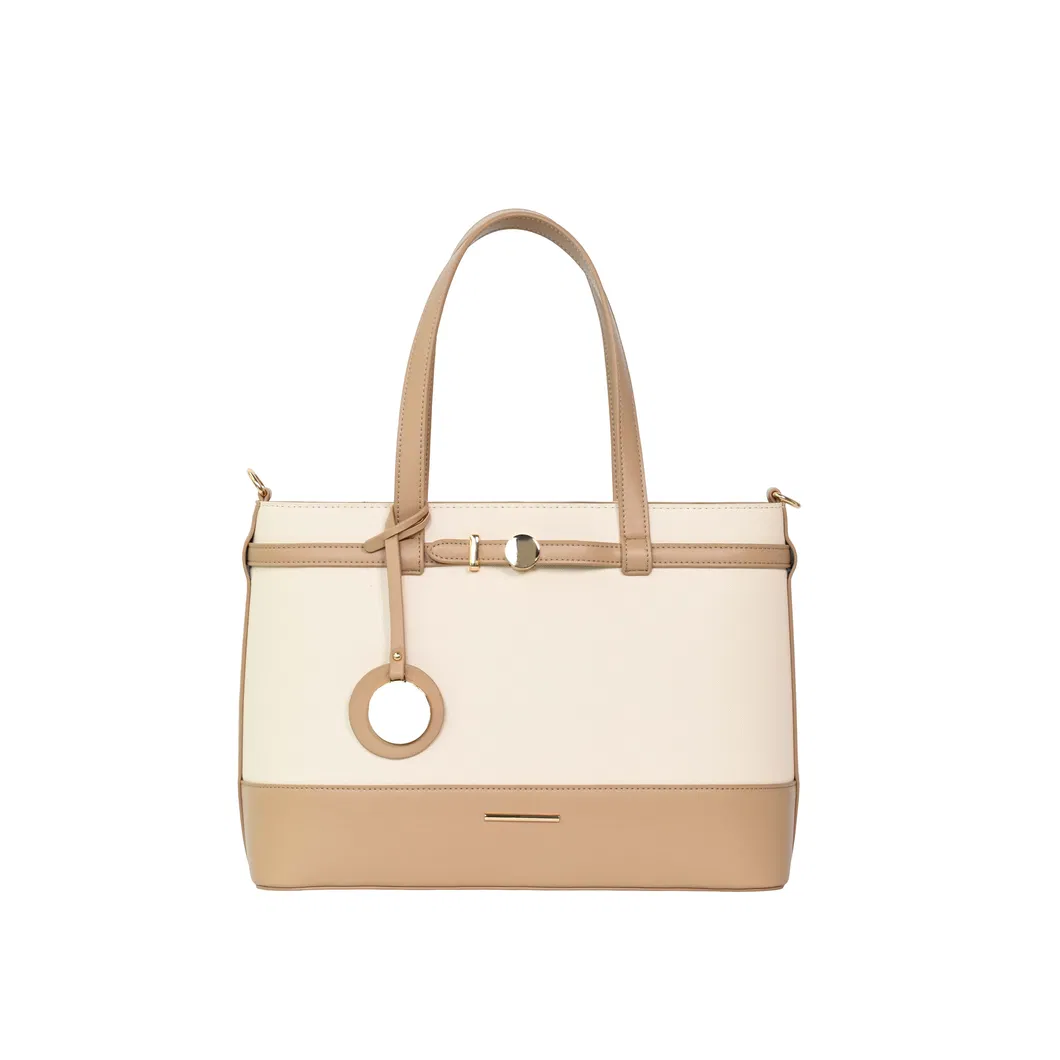 Refined Beige-Brown Tote Bag with Wardrobe Essential for Stylish Women