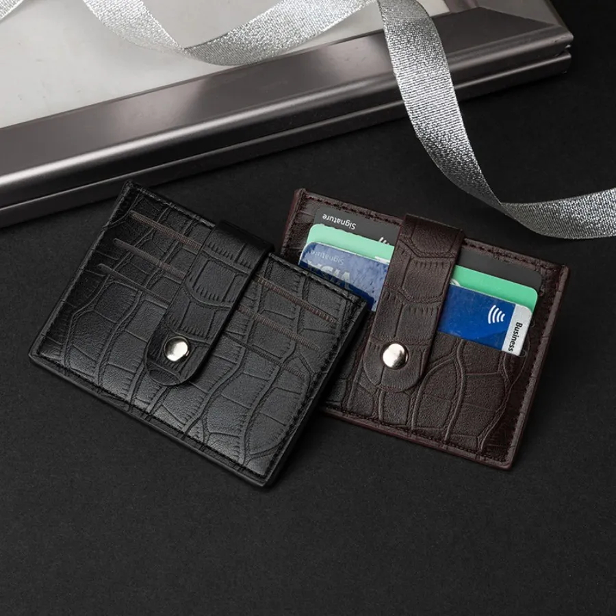 Minimalist Textured Design PU Leather Men&prime;s Wallet and Card Holder
