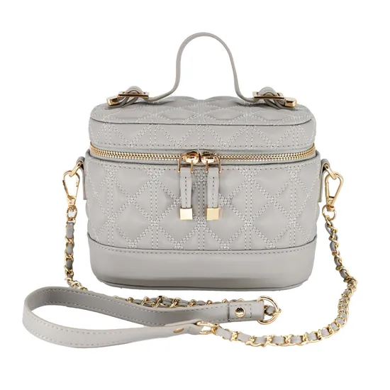 Chic Gray Mini Backpack for Women: Featuring a Distinctive Round Design