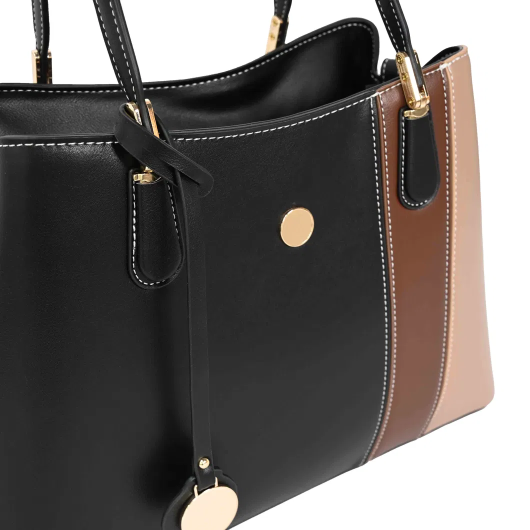 Chic Patchwork Tote Bag with Brown &amp; Black Accents for Timeless Everyday Style