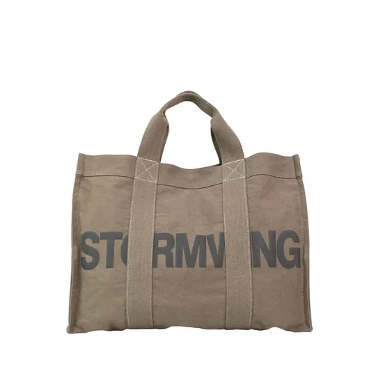 The Brown Essential: Canvas Tote Bag with Subtle Lettering