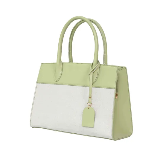 Chic off-White and Green Minimalist Tote Bag for Women