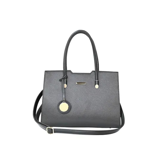 Stylish Black PU Leather Tote Bag for Daily Use