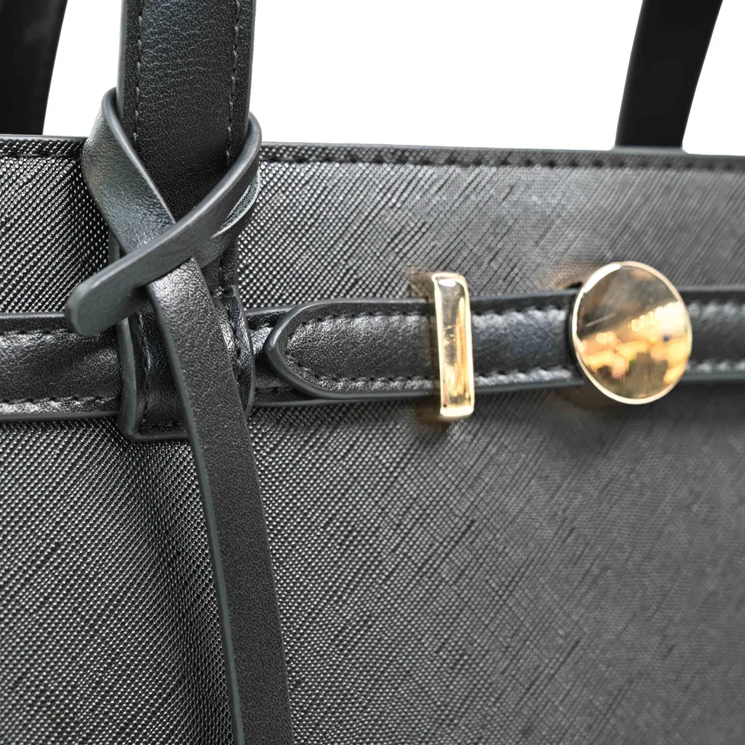 Elegant Black PU Leather Tote Bag with Masterclass in Minimalist Sophistication