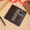 Vintage-Textured Black and Brown Men′s Wallet and Card Holder