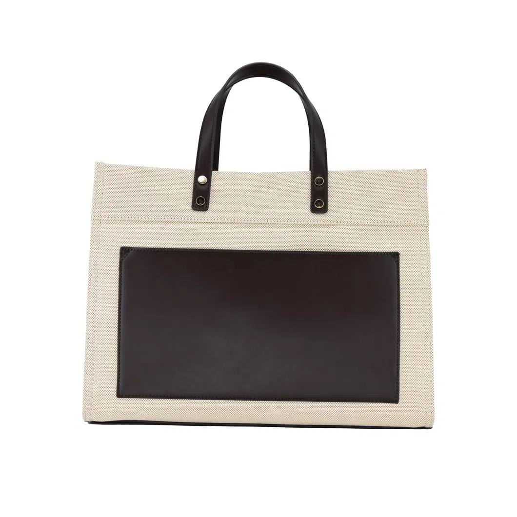 Fashionable Black and White Canvas Tote Bag: Ideal for Trendy Women