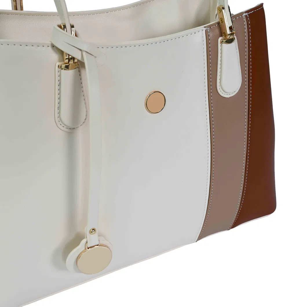 Elegant Women&prime;s Handbag with Chic Beige and Brown Accents