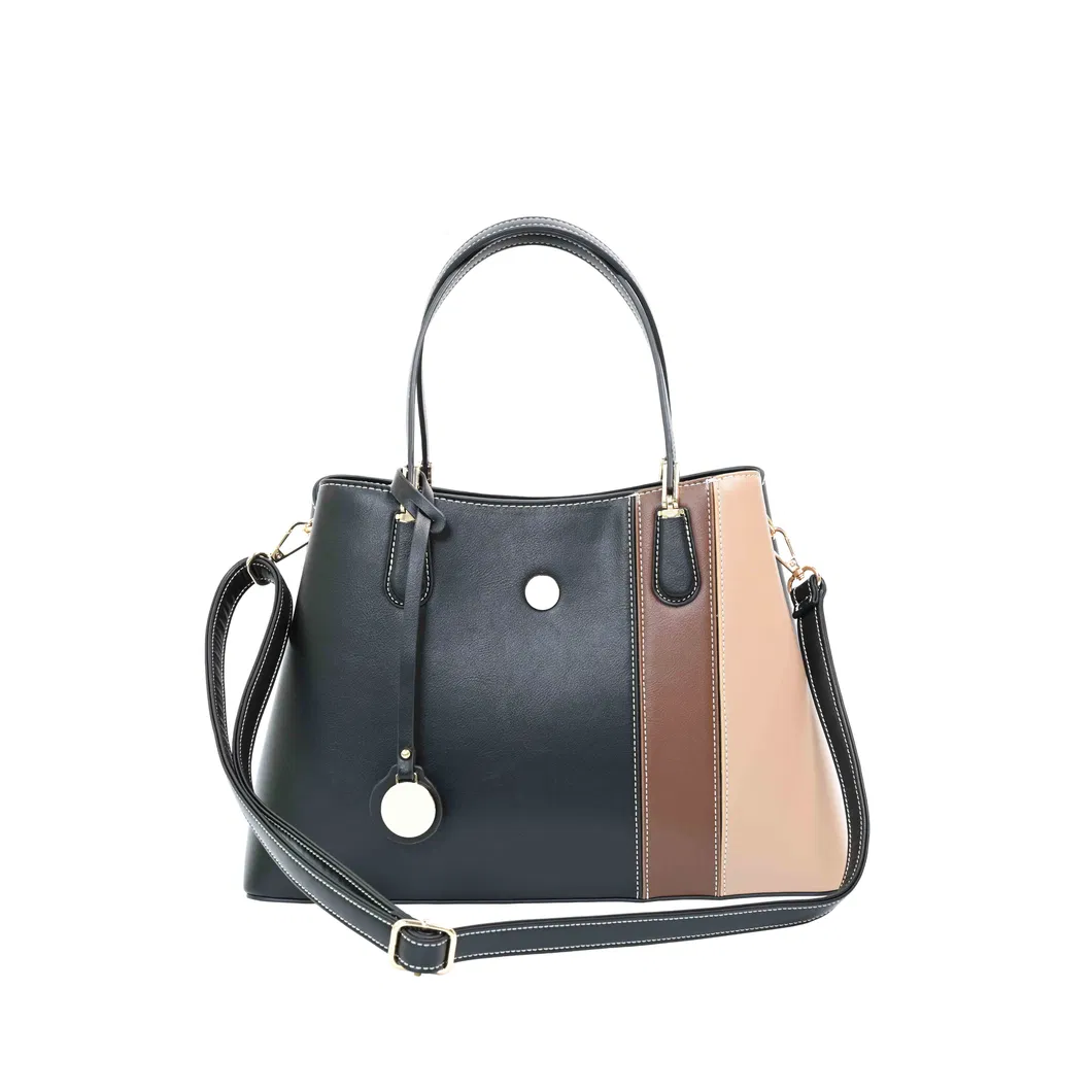 Trendy Brown and Black Patchwork Tote Bag for Fashionable Women