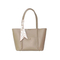 Minimalist-Style Light Brown Leather Tote Bag with a Silk Scarf Accent Elegant Shoulder Underarm Bag