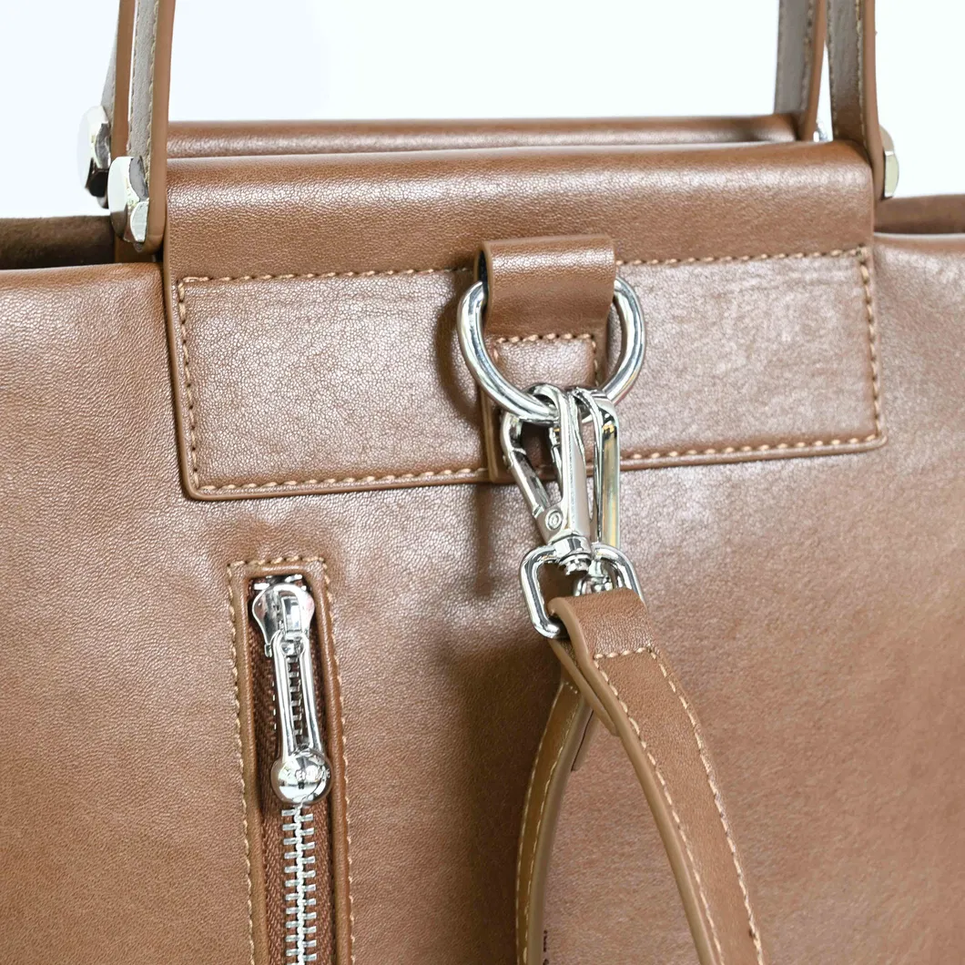 Fashionable Versatile Minimalist Brown Leather Tote Bag Shoulder Bag with Texture Style Backpack