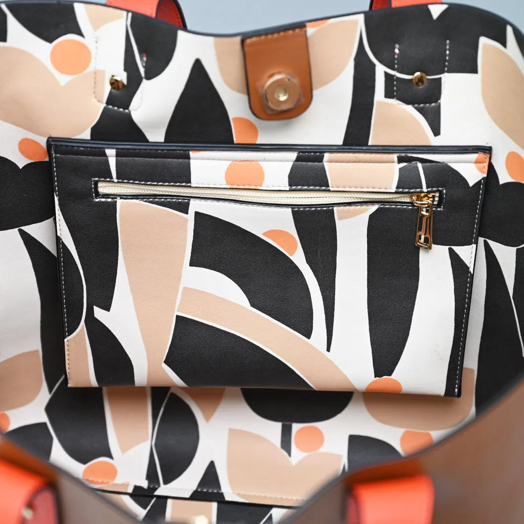 Fashionable Color-Blocked Leather Tote Bag for Daily Use