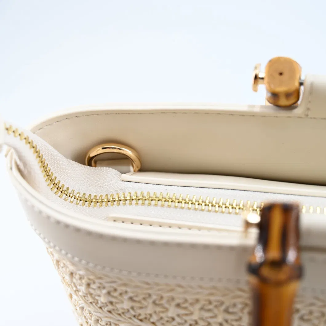 Chic &amp; Functional by Tote Bag with Unique Bamboo Handle Design