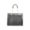 Elegant Black Woven Tote Bag Featuring Chic Gold Chain
