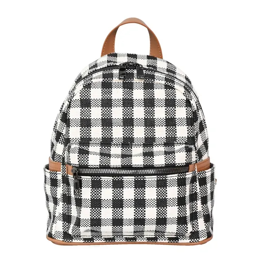 Stylish Black and White Checkered Backpack for School Use