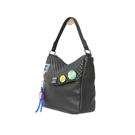 Stylish Black Tote and Shoulder Bag with Chic Accessories