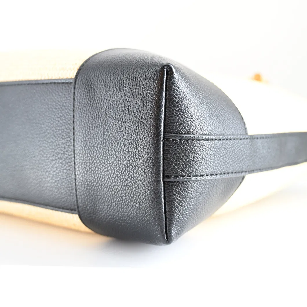 Chic Women&prime;s Handcrafted Woven Handbag with Unique Bamboo Handle