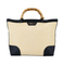 Chic Women′s Handcrafted Woven Handbag with Unique Bamboo Handle